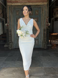 Vestido midi branco casamento civil noivado pre wedding Dani