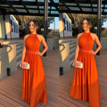 Vestido longo frente única terracota vitória