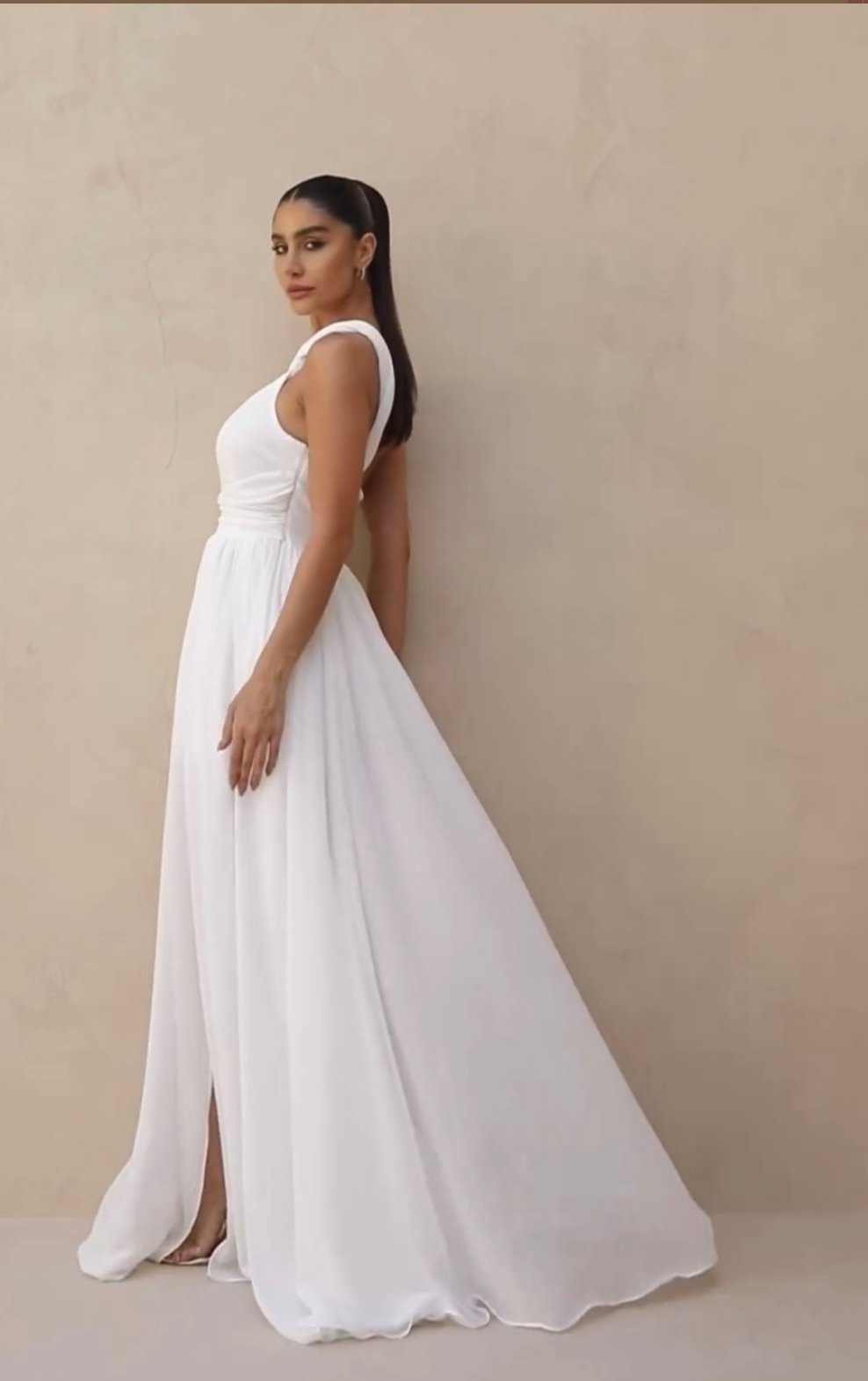 Vestido longo branco casamento civil noivado pré wedding Sara