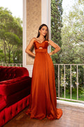 Vestido Zibeline com Amarração Laço Frontal Laranja