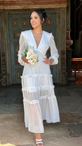 Vestido longo branco casamento civil noivado Lua