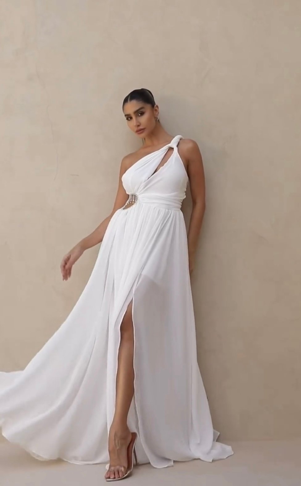 Vestido longo branco casamento civil noivado pré wedding Sara