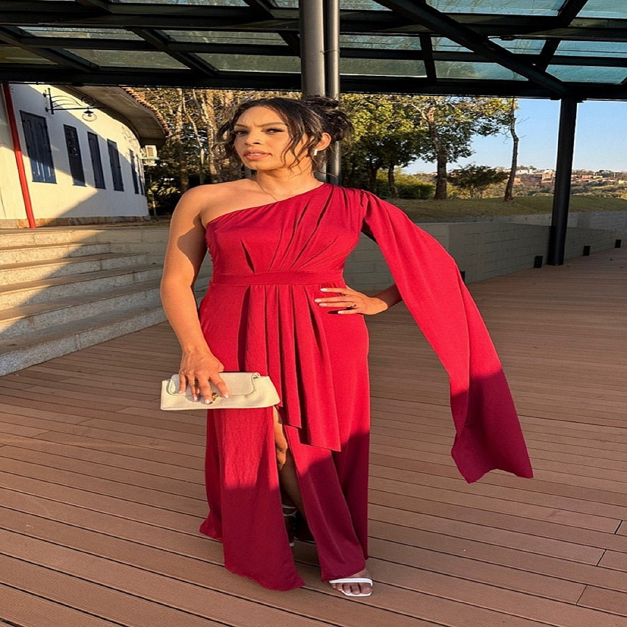 Vestido longo madrinha de casamento Marsala vinho Antonella