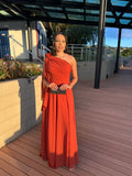 Vestido longo Terracota Musseline Flor