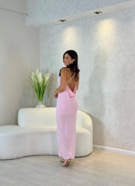 Vestido Slip dress rosa  elegante moda festa Barbara