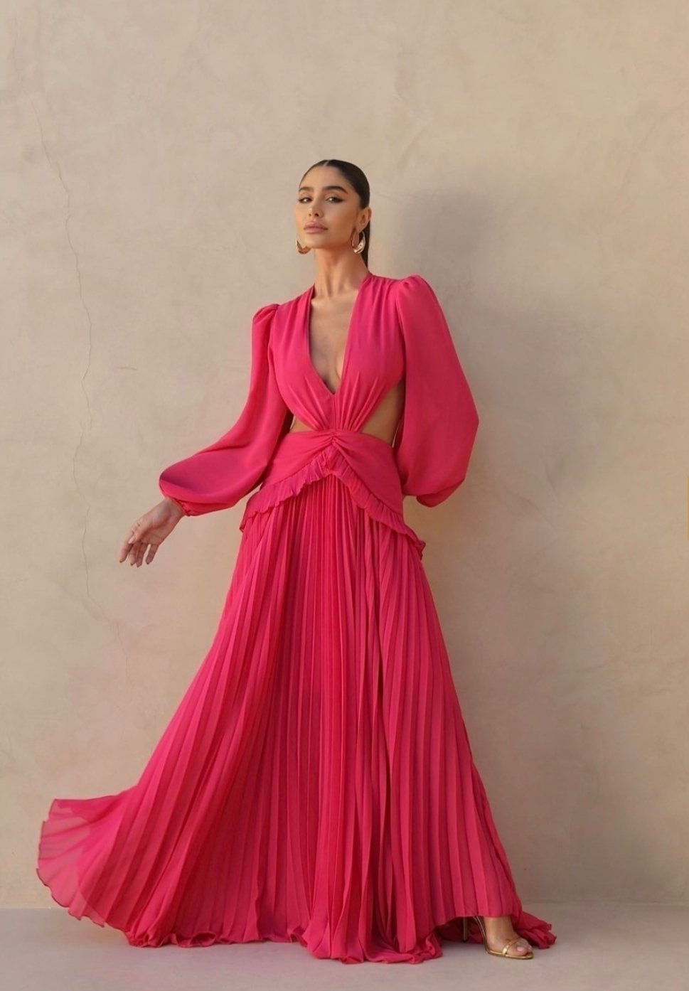 Vestido longo abertura lateral pink Laís