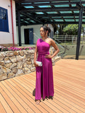 Vestido longo madrinha de casamento Fúcsia  Laura