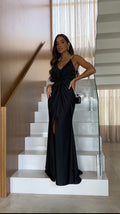 Vestido Longo Preto Prada Acetinado nozinho Alças