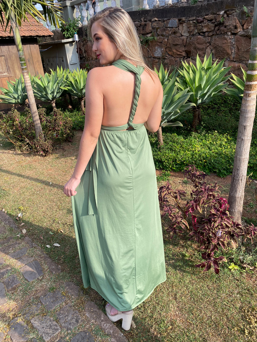 Vestido longo verde olivia madrinhs KAMYLLE