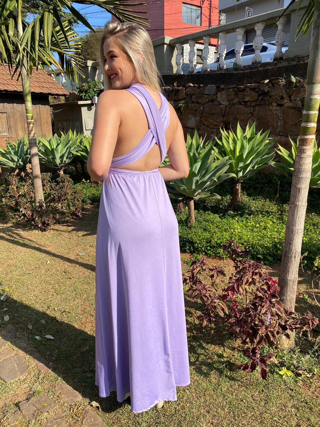Vestido longo lavanda lilás madrinha multiformas 15 em 1