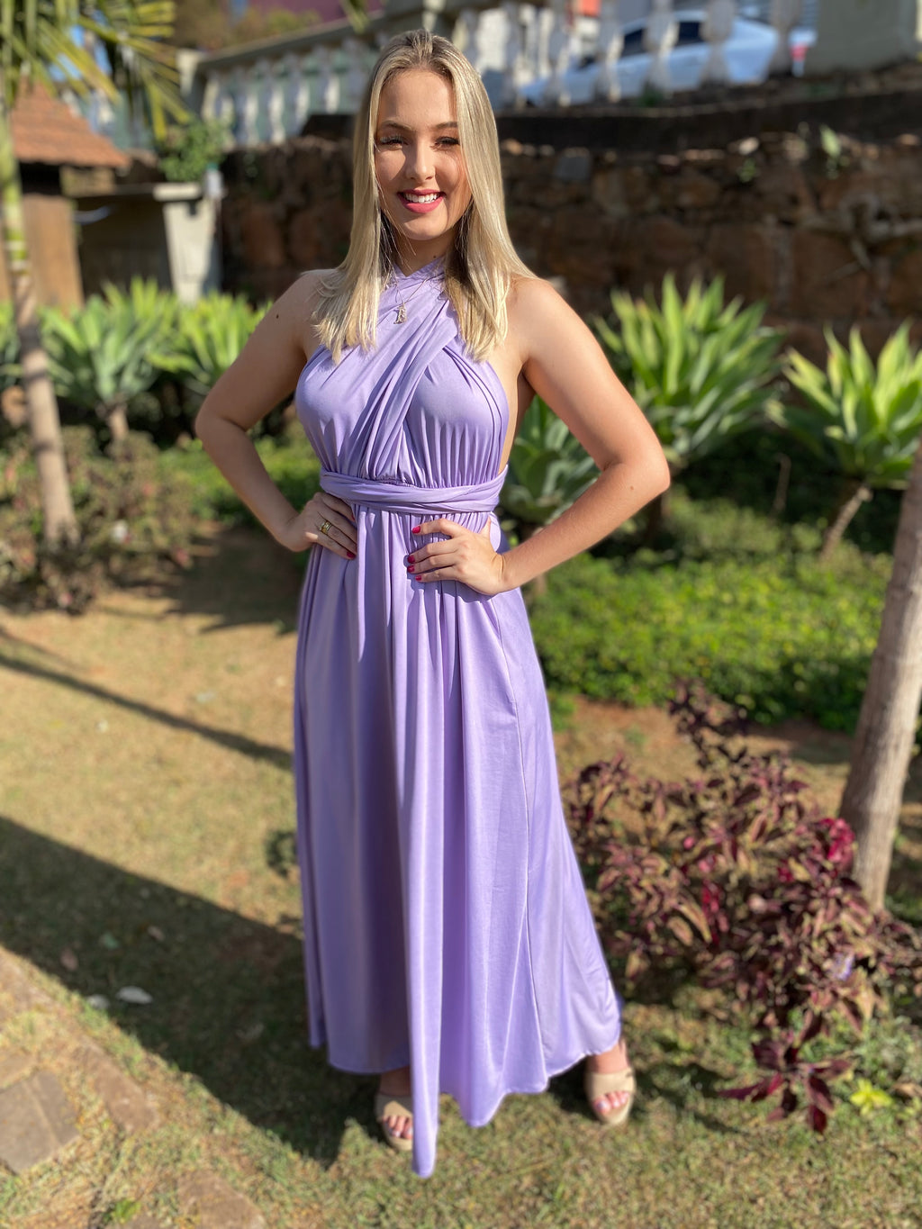 Vestido longo lavanda lilás madrinha multiformas 15 em 1