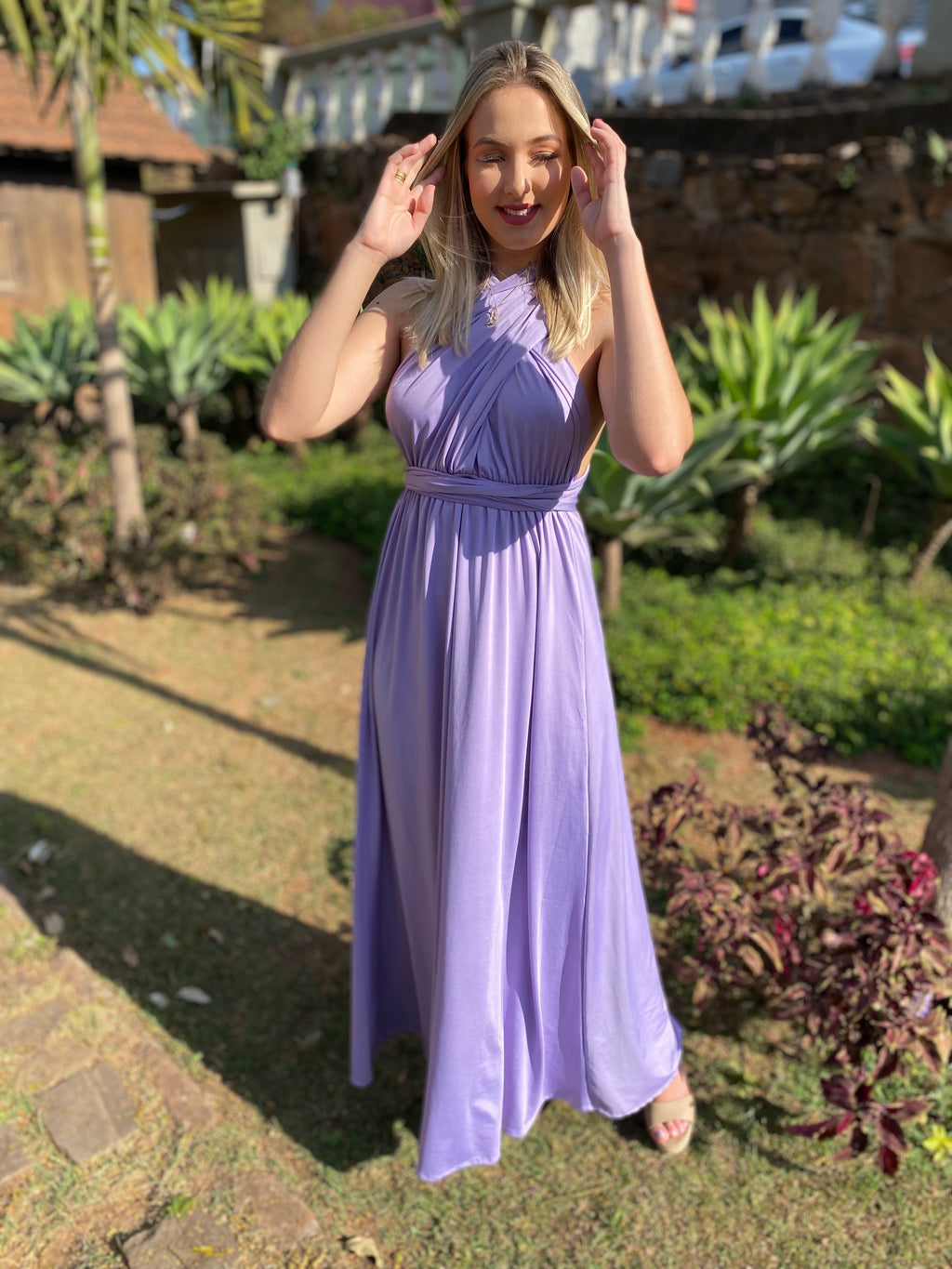 Vestido longo lavanda lilás madrinha multiformas 15 em 1