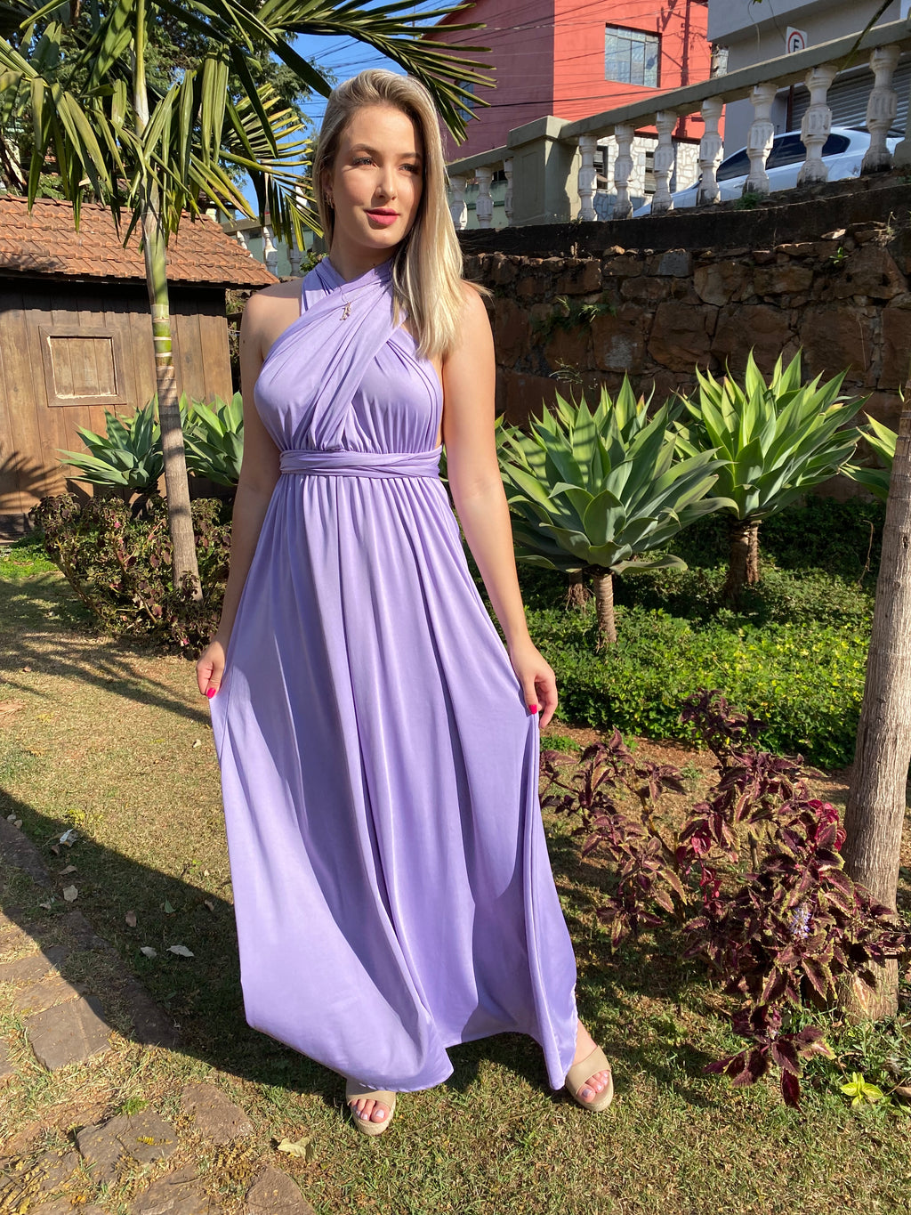 Vestido longo lavanda lilás madrinha multiformas 15 em 1